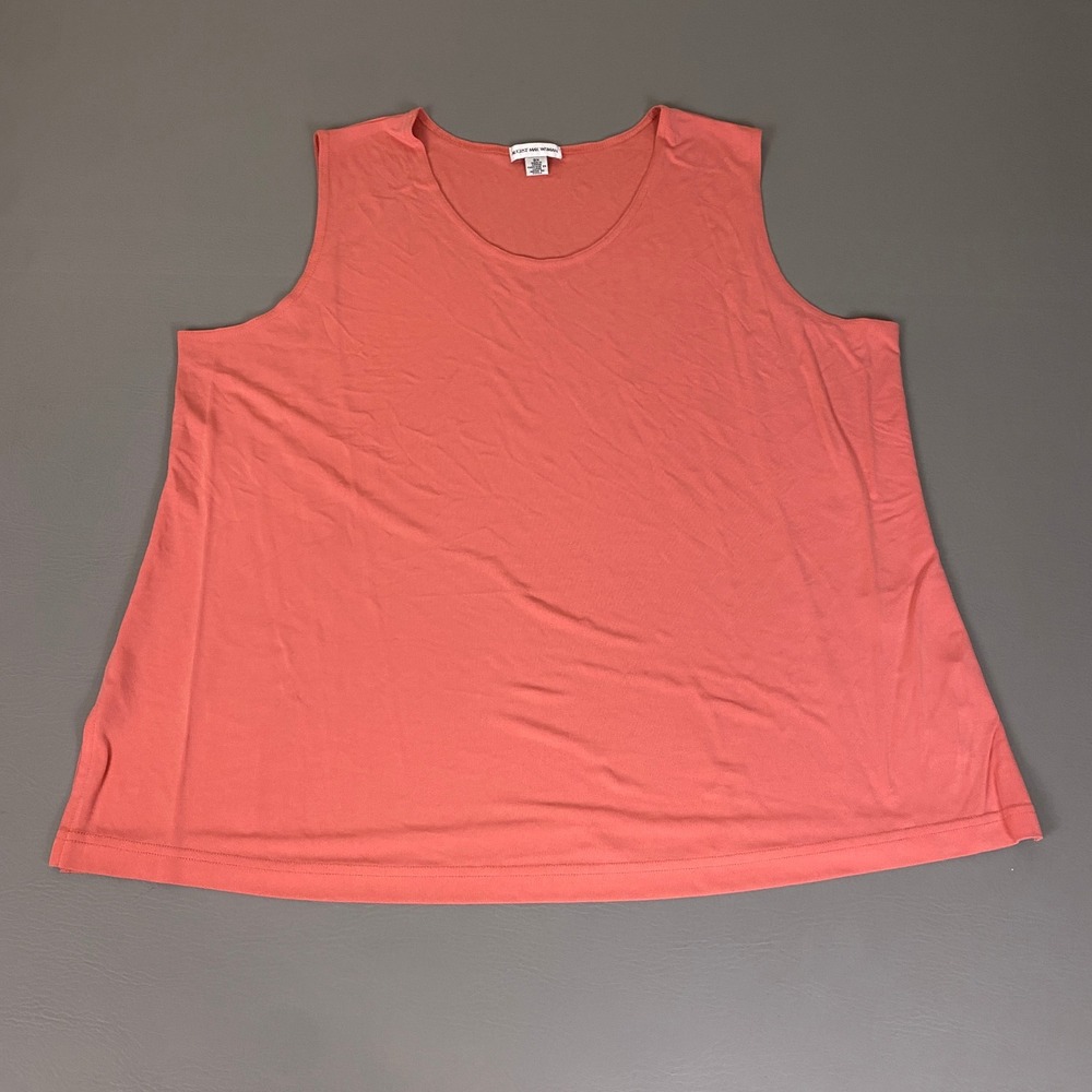 August Max Tank Top Women's Plus Size Size 3X Coral Pink Scoop Neck Sleeveless